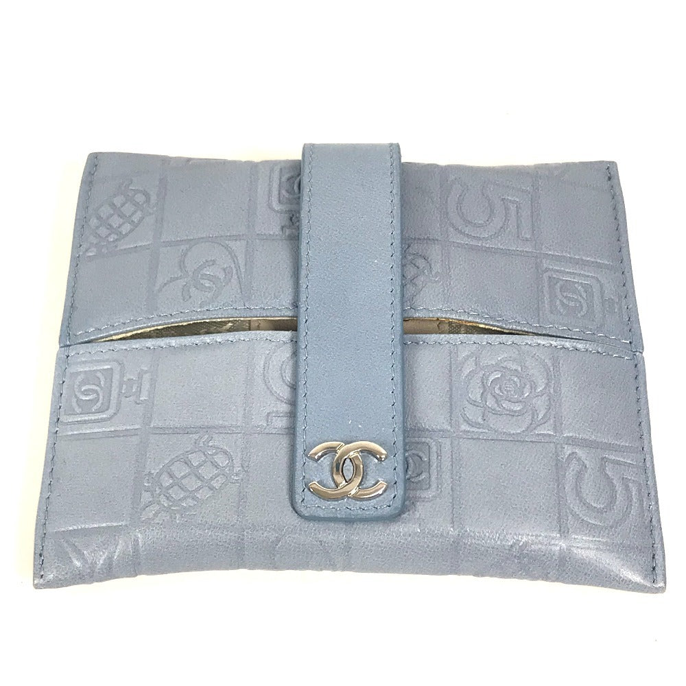 CHANEL Pouch leather blue CC Camellia Icon Pocket Tissue Cover