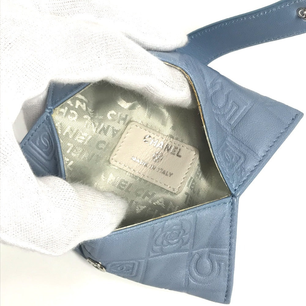 CHANEL Pouch leather blue CC Camellia Icon Pocket Tissue Cover