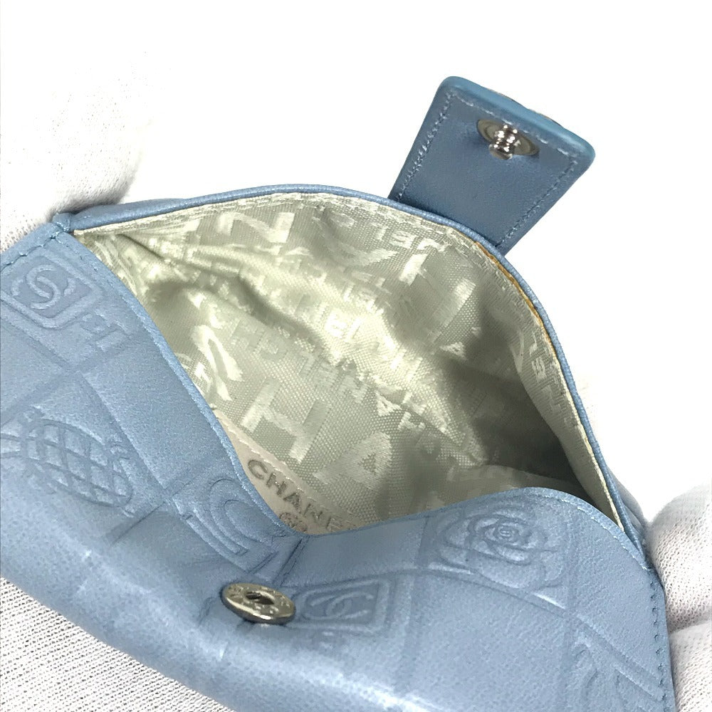 CHANEL Pouch leather blue CC Camellia Icon Pocket Tissue Cover