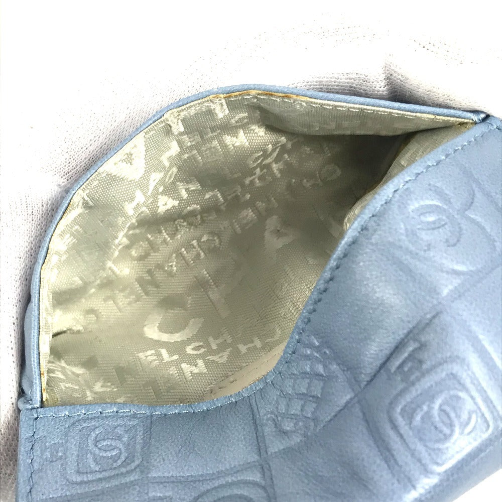 CHANEL Pouch leather blue CC Camellia Icon Pocket Tissue Cover