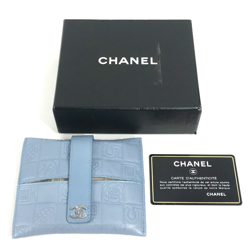 CHANEL Pouch leather blue CC Camellia Icon Pocket Tissue Cover