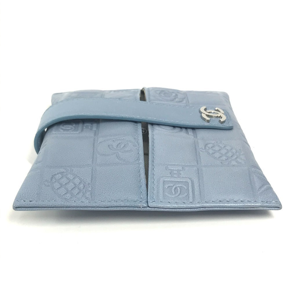 CHANEL Pouch leather blue CC Camellia Icon Pocket Tissue Cover
