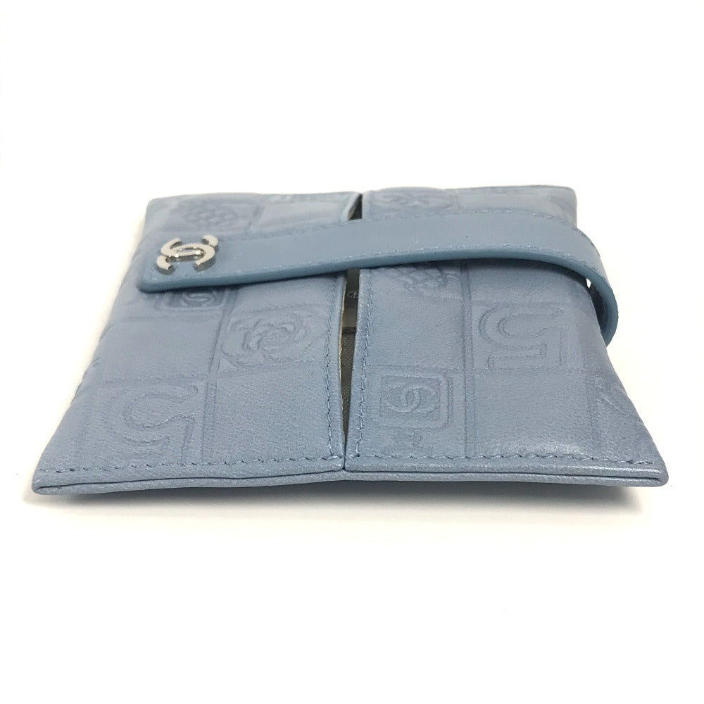 CHANEL Pouch leather blue CC Camellia Icon Pocket Tissue Cover