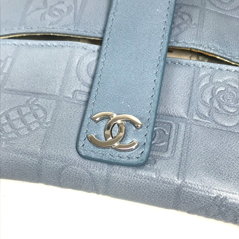 CHANEL Pouch leather blue CC Camellia Icon Pocket Tissue Cover