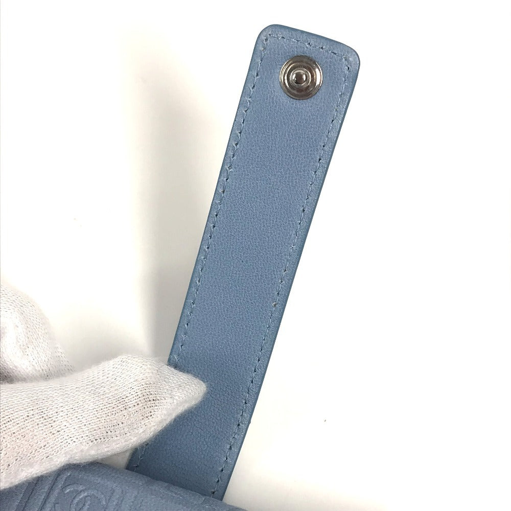 CHANEL Pouch leather blue CC Camellia Icon Pocket Tissue Cover