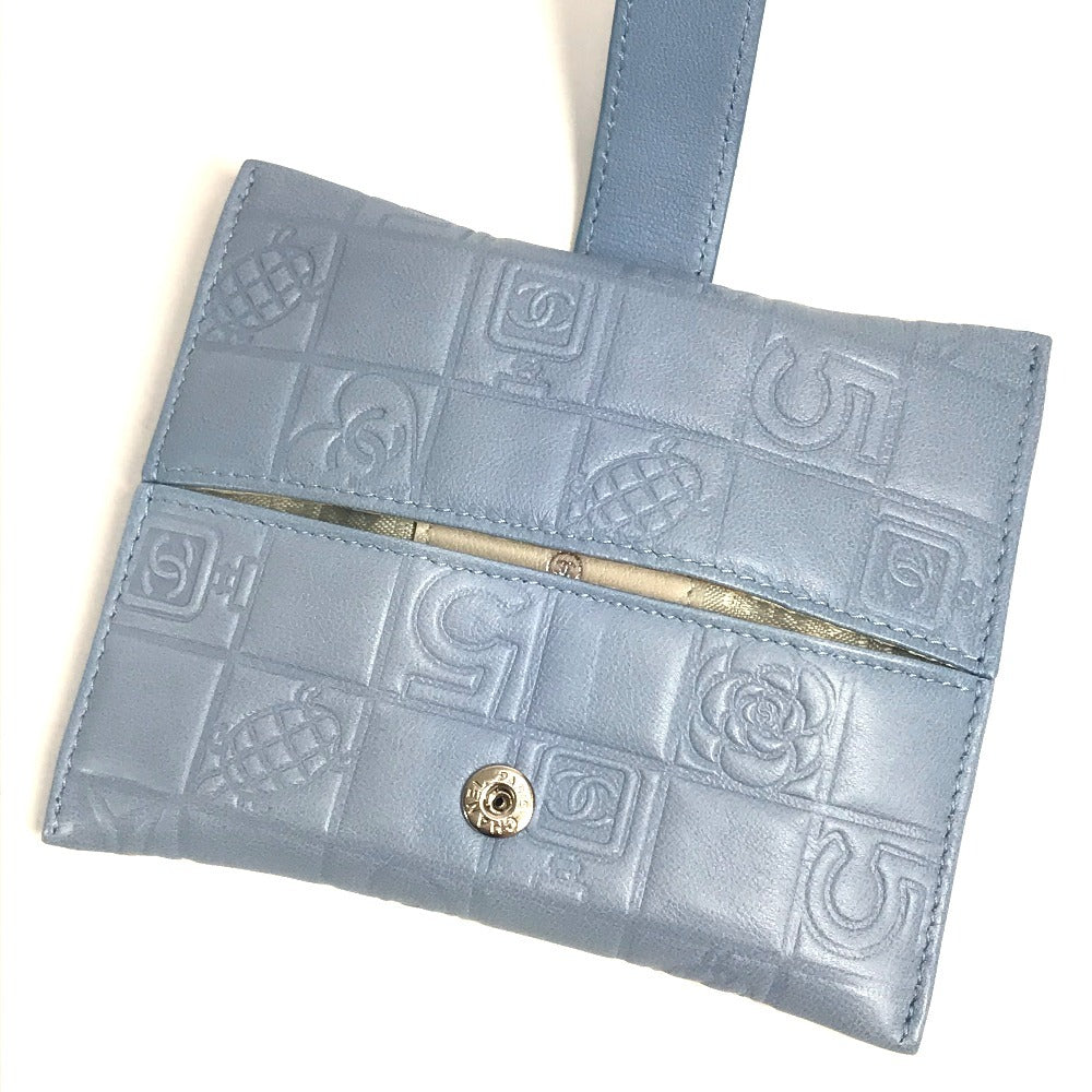 CHANEL Pouch leather blue CC Camellia Icon Pocket Tissue Cover