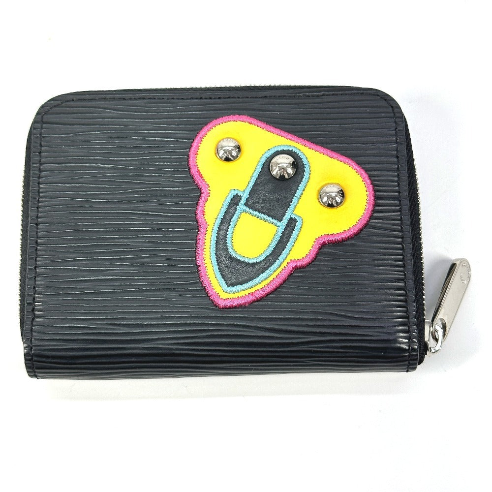 LOUIS VUITTON Coin case M63721 Epi Leather black Epi LV Stories Heart Zip around purse