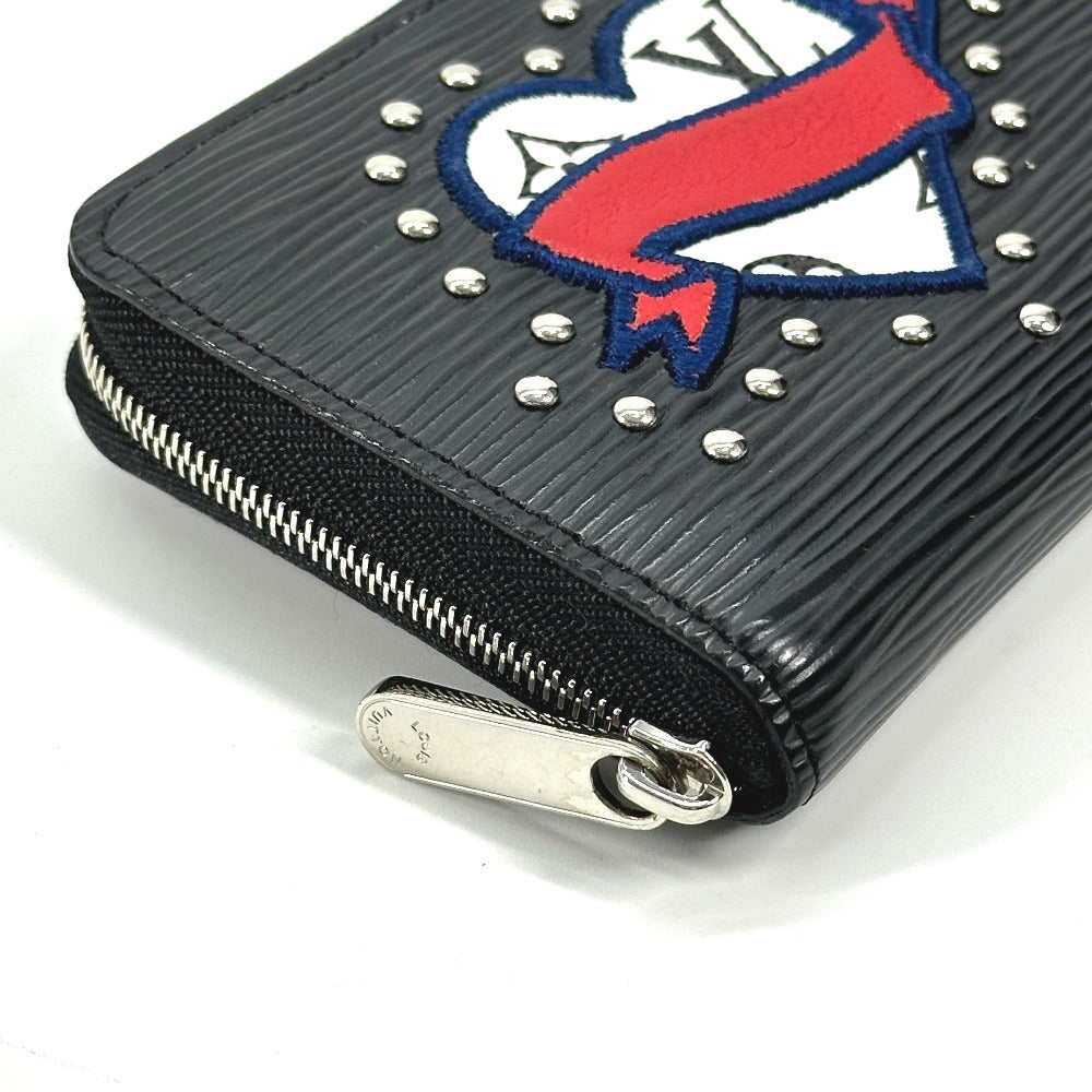 LOUIS VUITTON Coin case M63721 Epi Leather black Epi LV Stories Heart Zip around purse