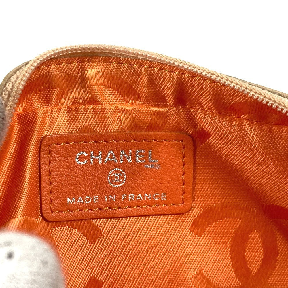 CHANEL Pouch leather beige Cambon line CC COCO Mark