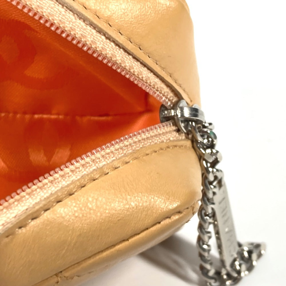 CHANEL Pouch leather beige Cambon line CC COCO Mark