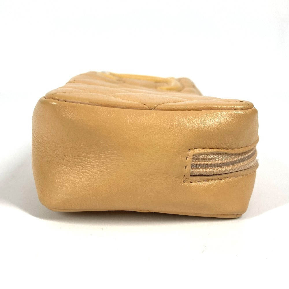 CHANEL Pouch leather beige Cambon line CC COCO Mark