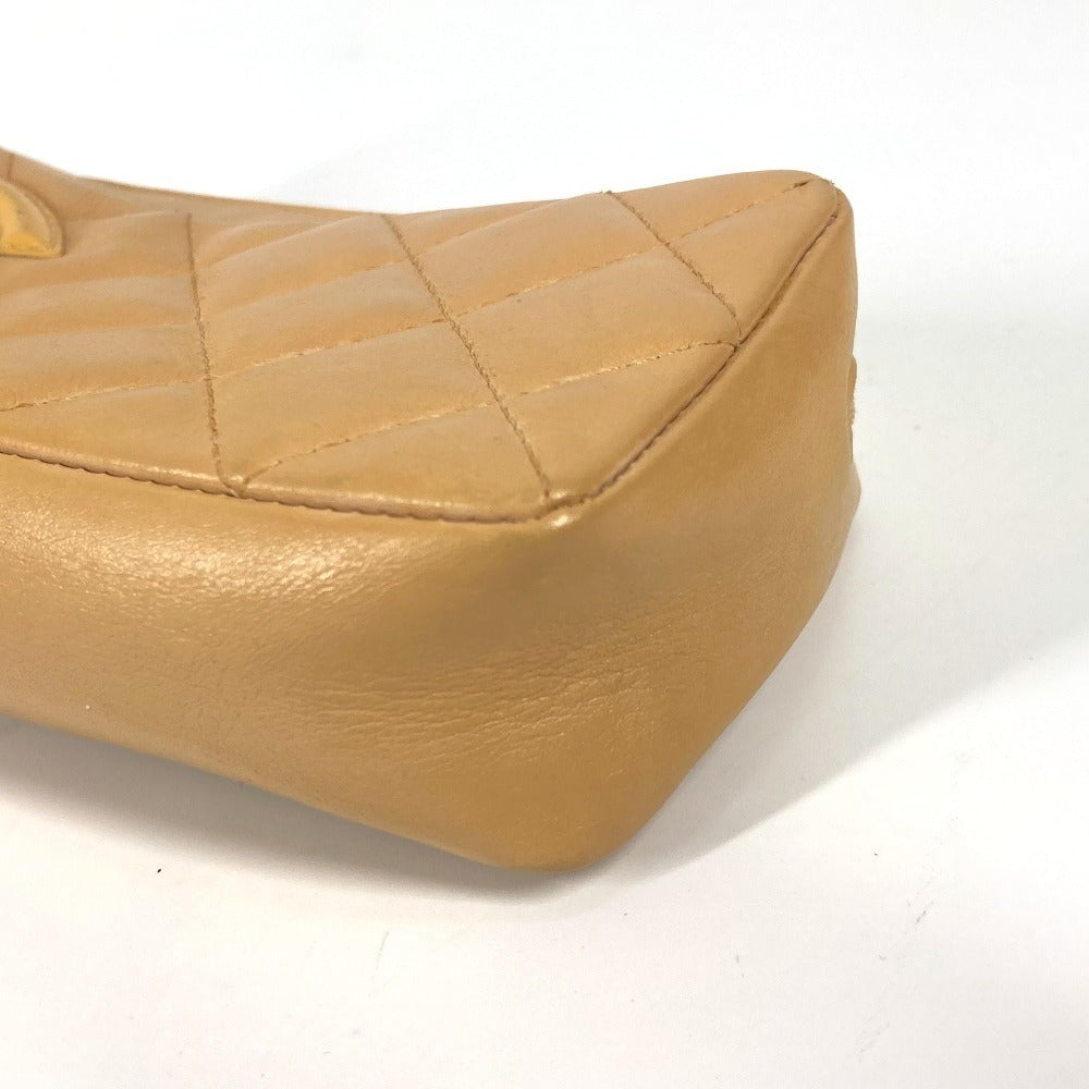 CHANEL Pouch leather beige Cambon line CC COCO Mark