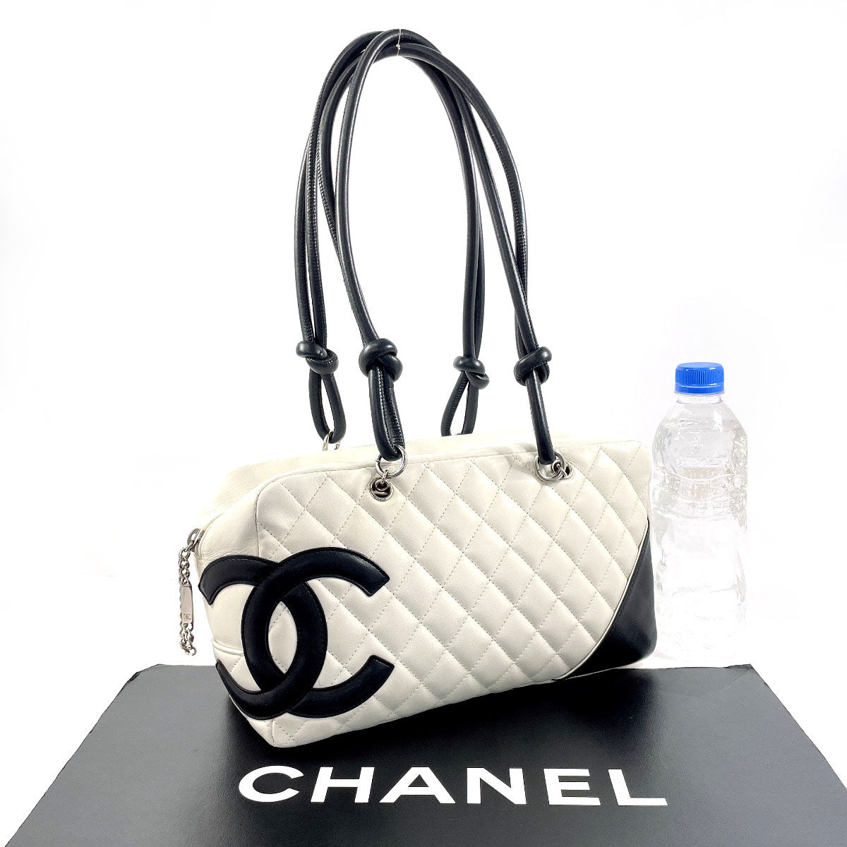 CHANEL Shoulder Bag A25171 lambskin white Cambon line Bowling bag