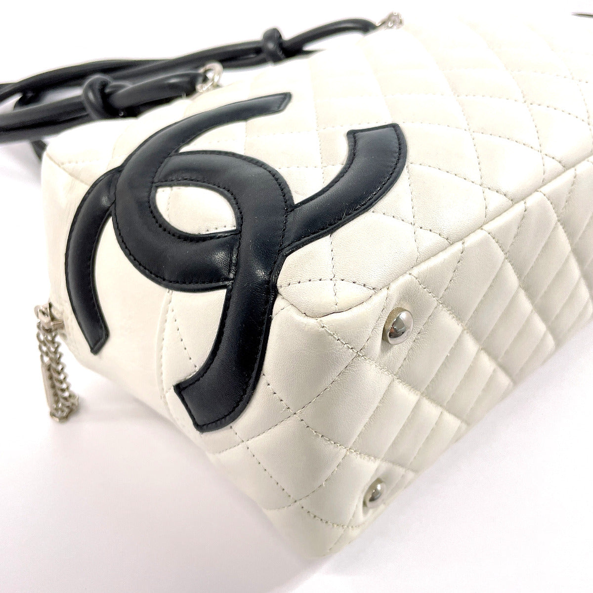 CHANEL Shoulder Bag A25171 lambskin white Cambon line Bowling bag