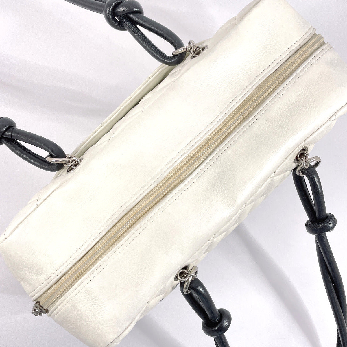 CHANEL Shoulder Bag A25171 lambskin white Cambon line Bowling bag