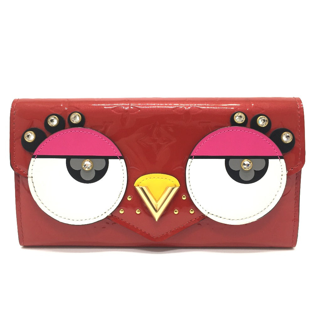 LOUIS VUITTON Long Wallet Purse M90489 Monogram Vernis Red Monogram Vernis Portefeuille Sarah Bird Bird Women Used Authentic