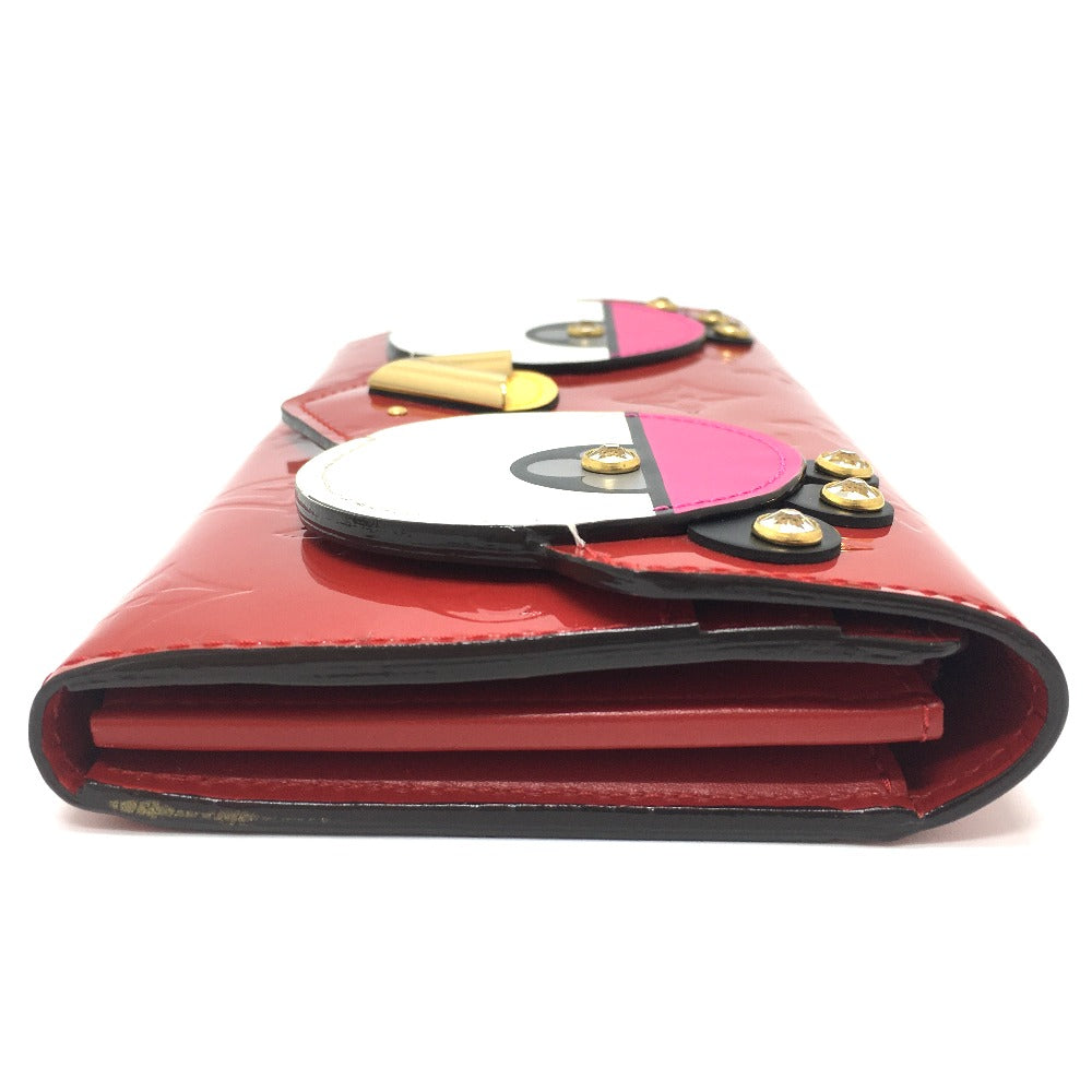 LOUIS VUITTON Long Wallet Purse M90489 Monogram Vernis Red Monogram Vernis Portefeuille Sarah Bird Bird Women Used Authentic