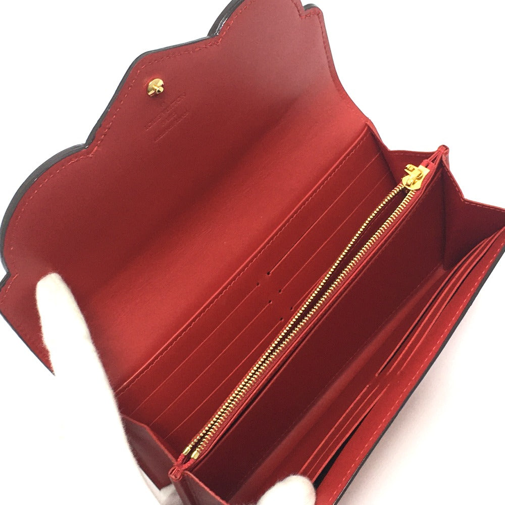 LOUIS VUITTON Long Wallet Purse M90489 Monogram Vernis Red Monogram Vernis Portefeuille Sarah Bird Bird Women Used Authentic