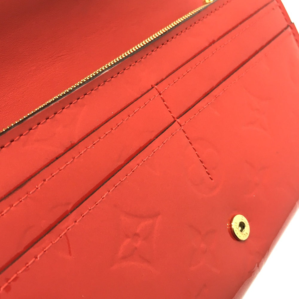 LOUIS VUITTON Long Wallet Purse M90489 Monogram Vernis Red Monogram Vernis Portefeuille Sarah Bird Bird Women Used Authentic