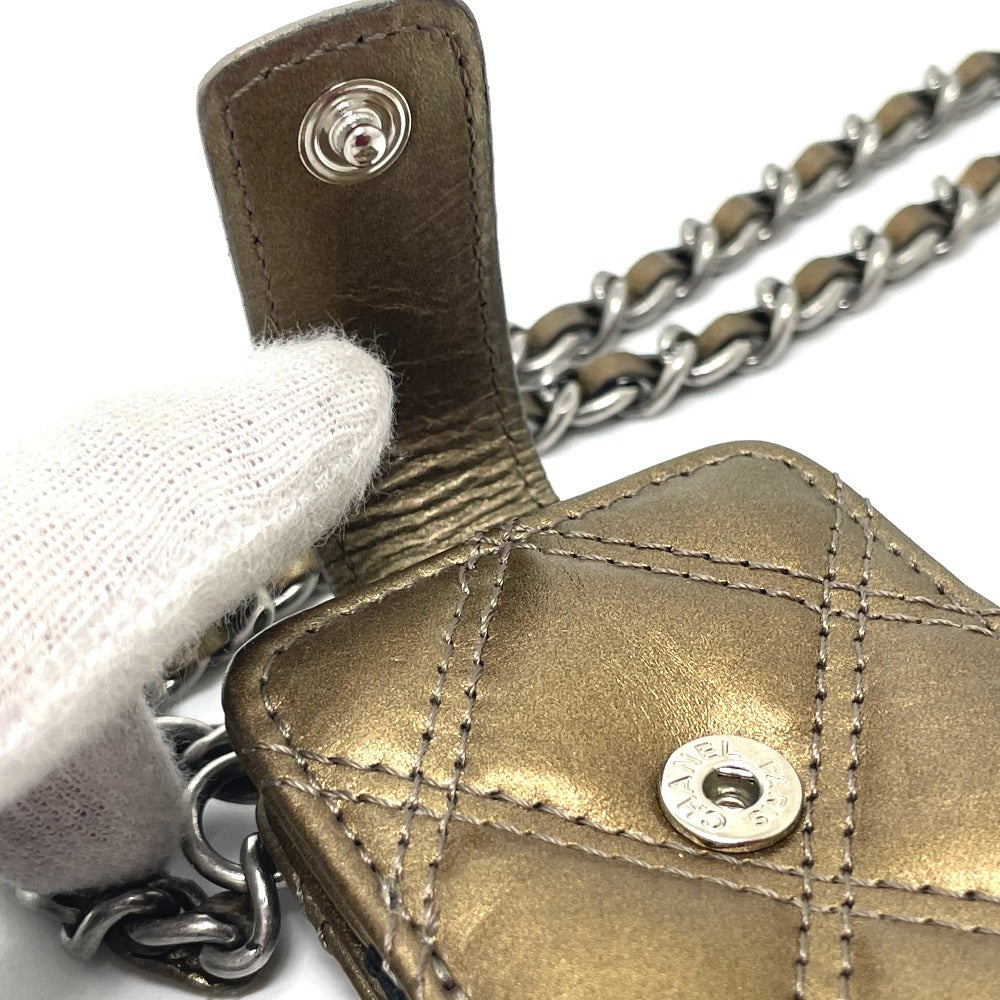 CHANEL Shoulder Bag A32475 leather Gold x Silver Metal 06A Matelasse Paris New York