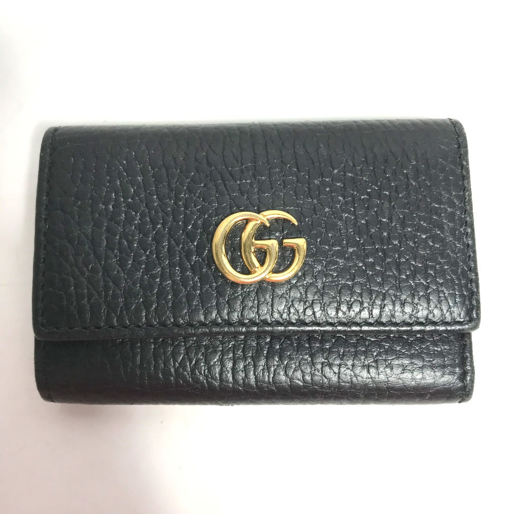 GUCCI Key case Key holder 456118 leather black GG Marmont six hooks Women Used Authentic