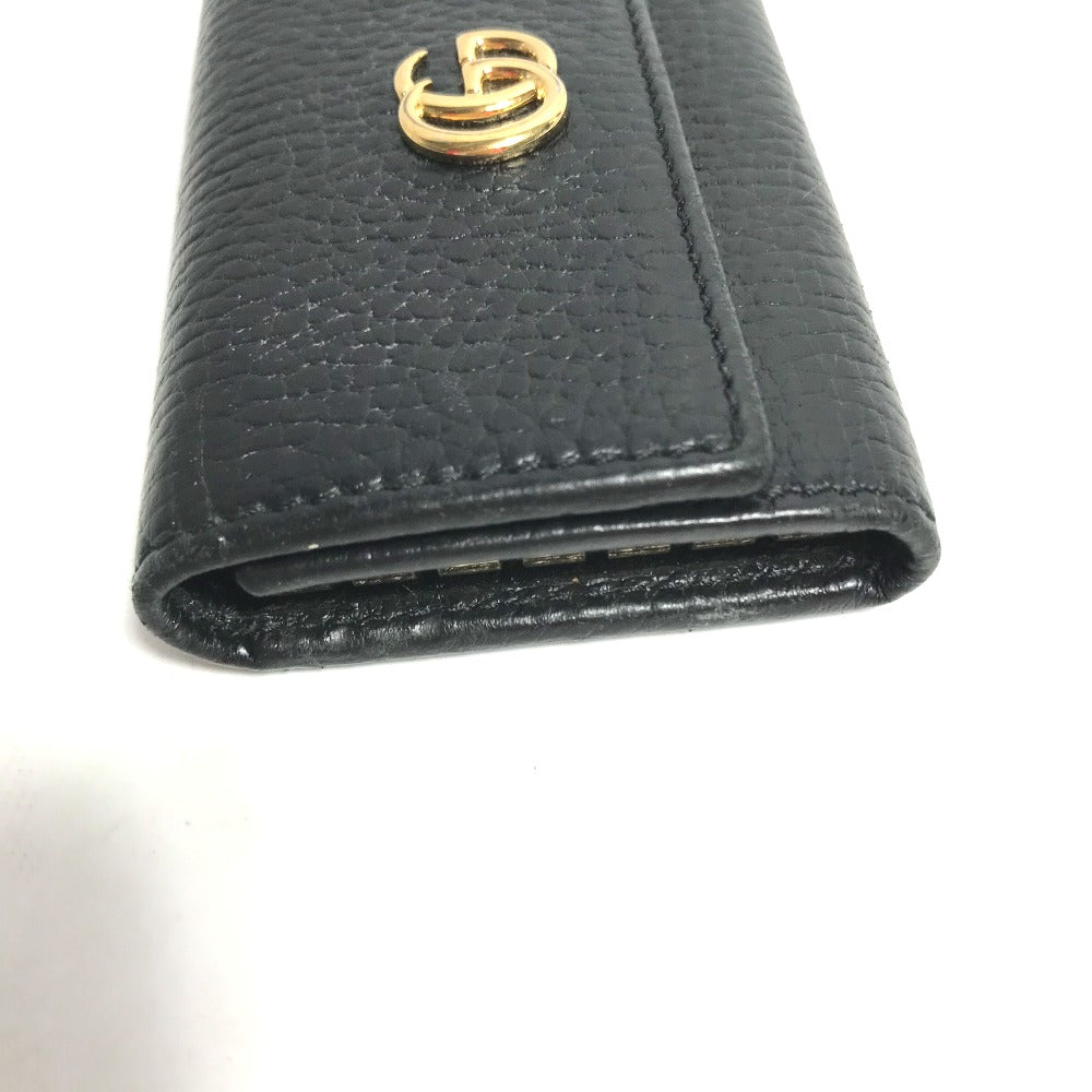 GUCCI Key case Key holder 456118 leather black GG Marmont six hooks Women Used Authentic