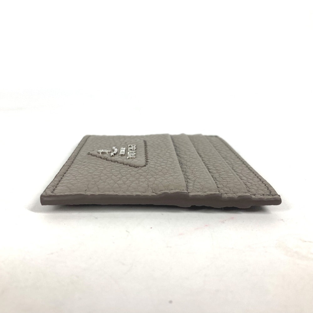 PRADA Card Case leather gray Triangle logo mens Used Authentic