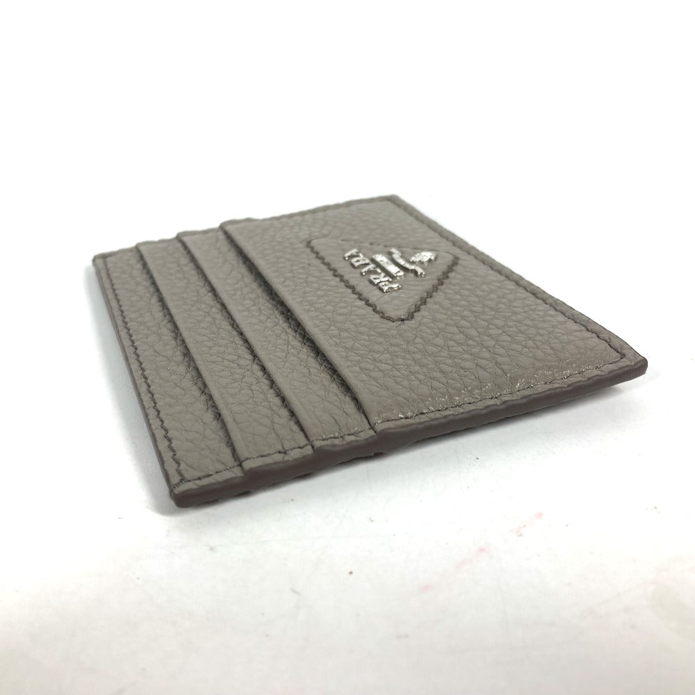 PRADA Card Case leather gray Triangle logo mens Used Authentic