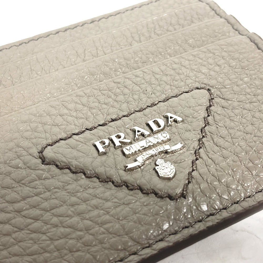 PRADA Card Case leather gray Triangle logo mens Used Authentic