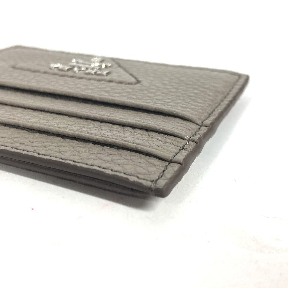 PRADA Card Case leather gray Triangle logo mens Used Authentic