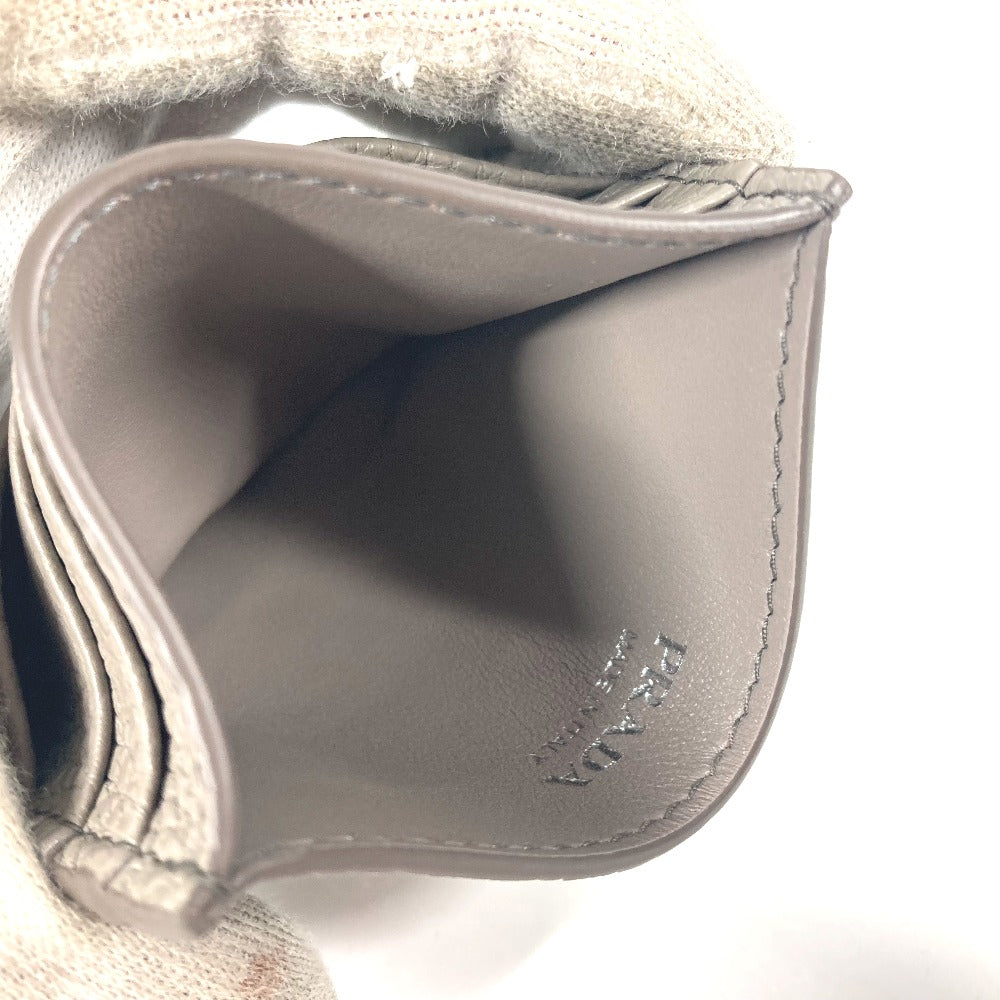 PRADA Card Case leather gray Triangle logo mens Used Authentic