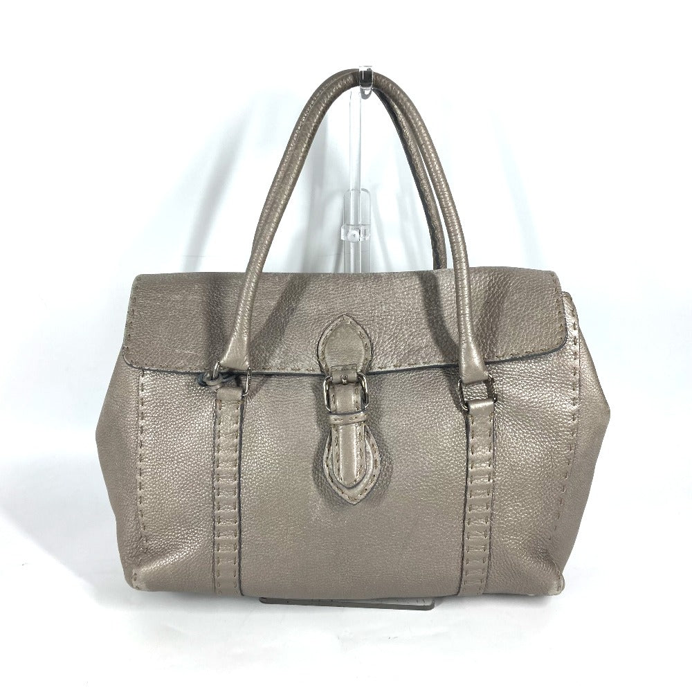 FENDI Shoulder Bag leather Gray type Celeria Linda