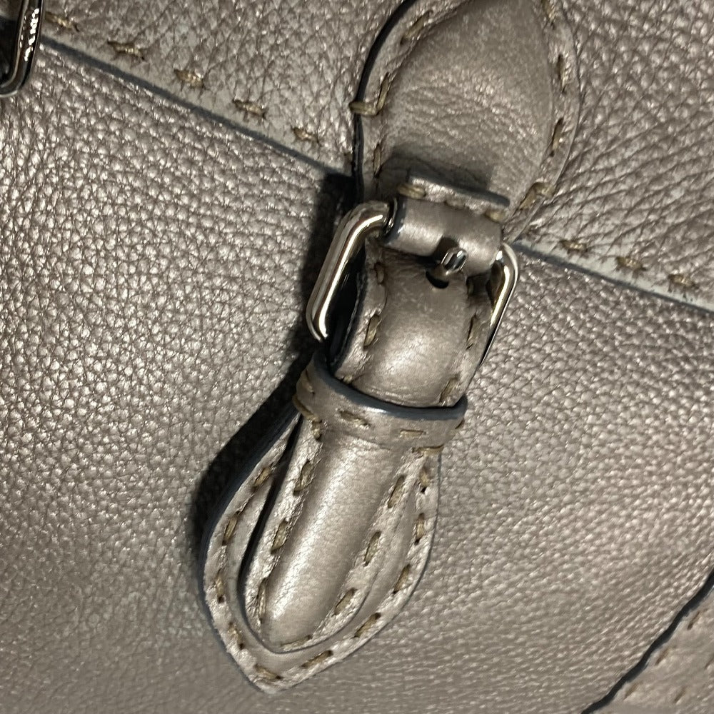 FENDI Shoulder Bag leather Gray type Celeria Linda