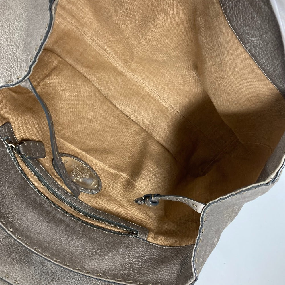 FENDI Shoulder Bag leather Gray type Celeria Linda