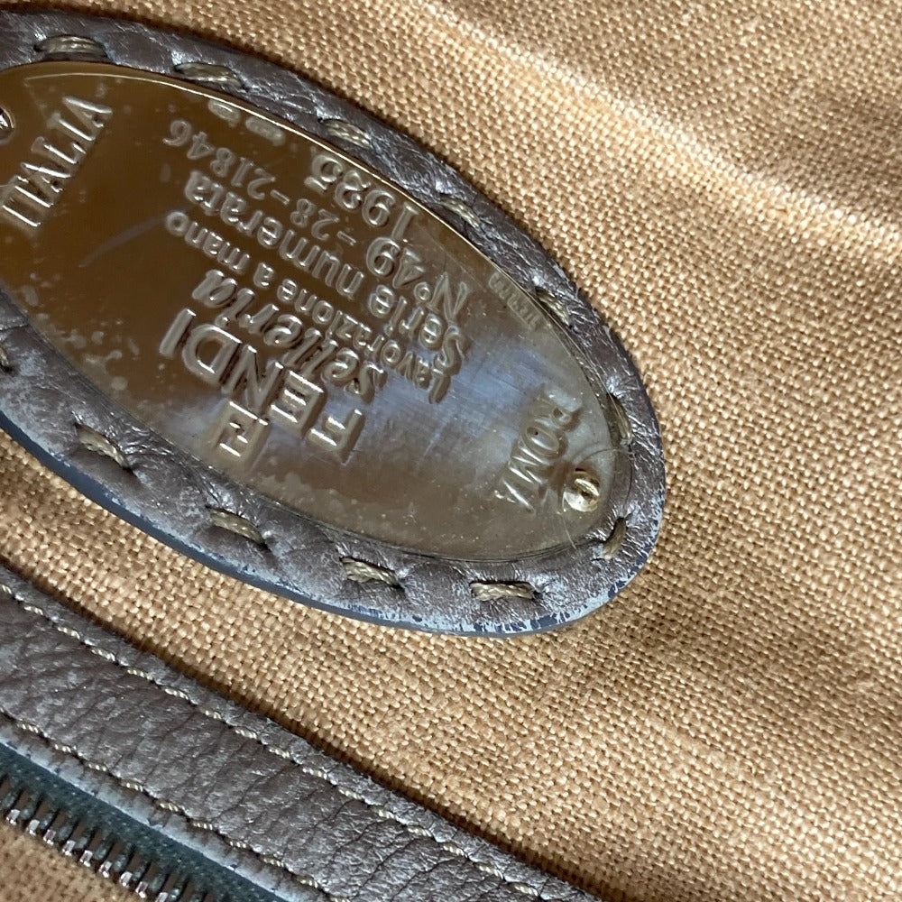 FENDI Shoulder Bag leather Gray type Celeria Linda