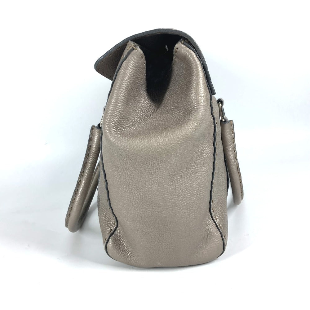 FENDI Shoulder Bag leather Gray type Celeria Linda