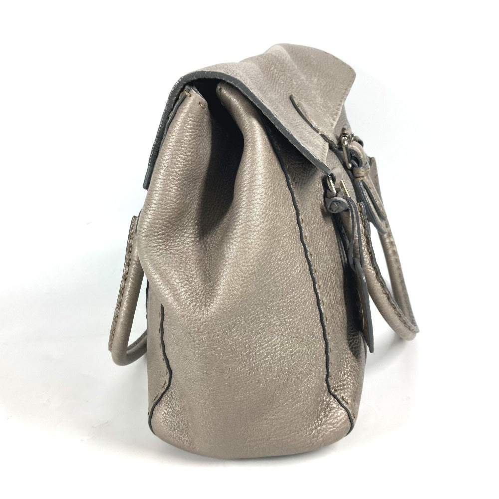 FENDI Shoulder Bag leather Gray type Celeria Linda