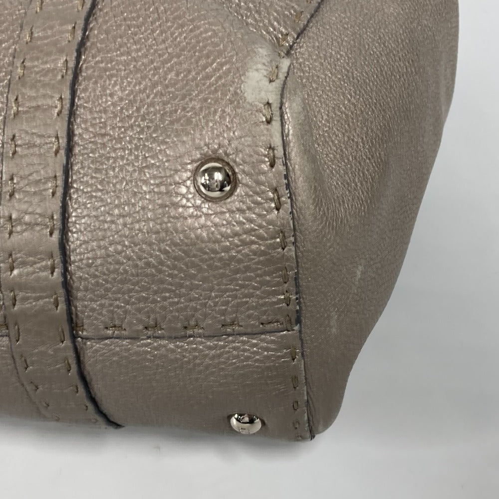 FENDI Shoulder Bag leather Gray type Celeria Linda