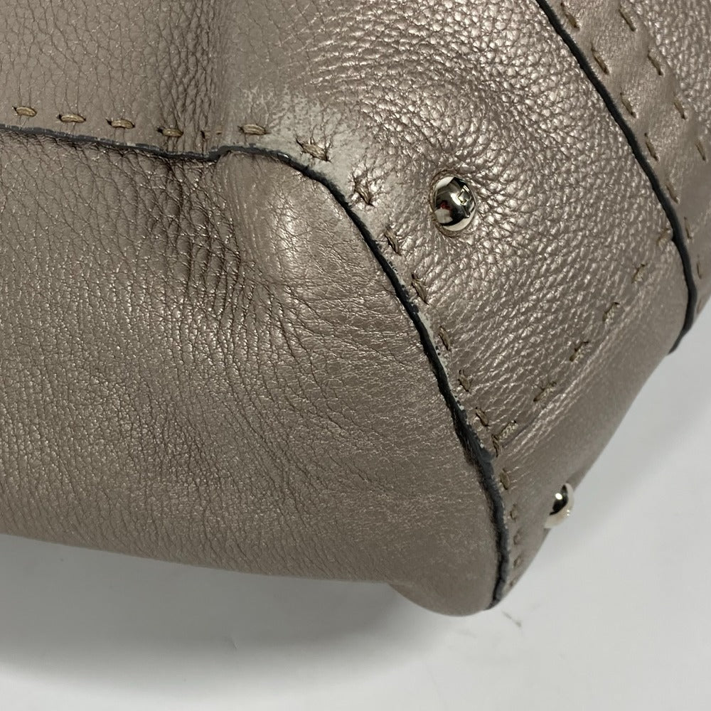 FENDI Shoulder Bag leather Gray type Celeria Linda
