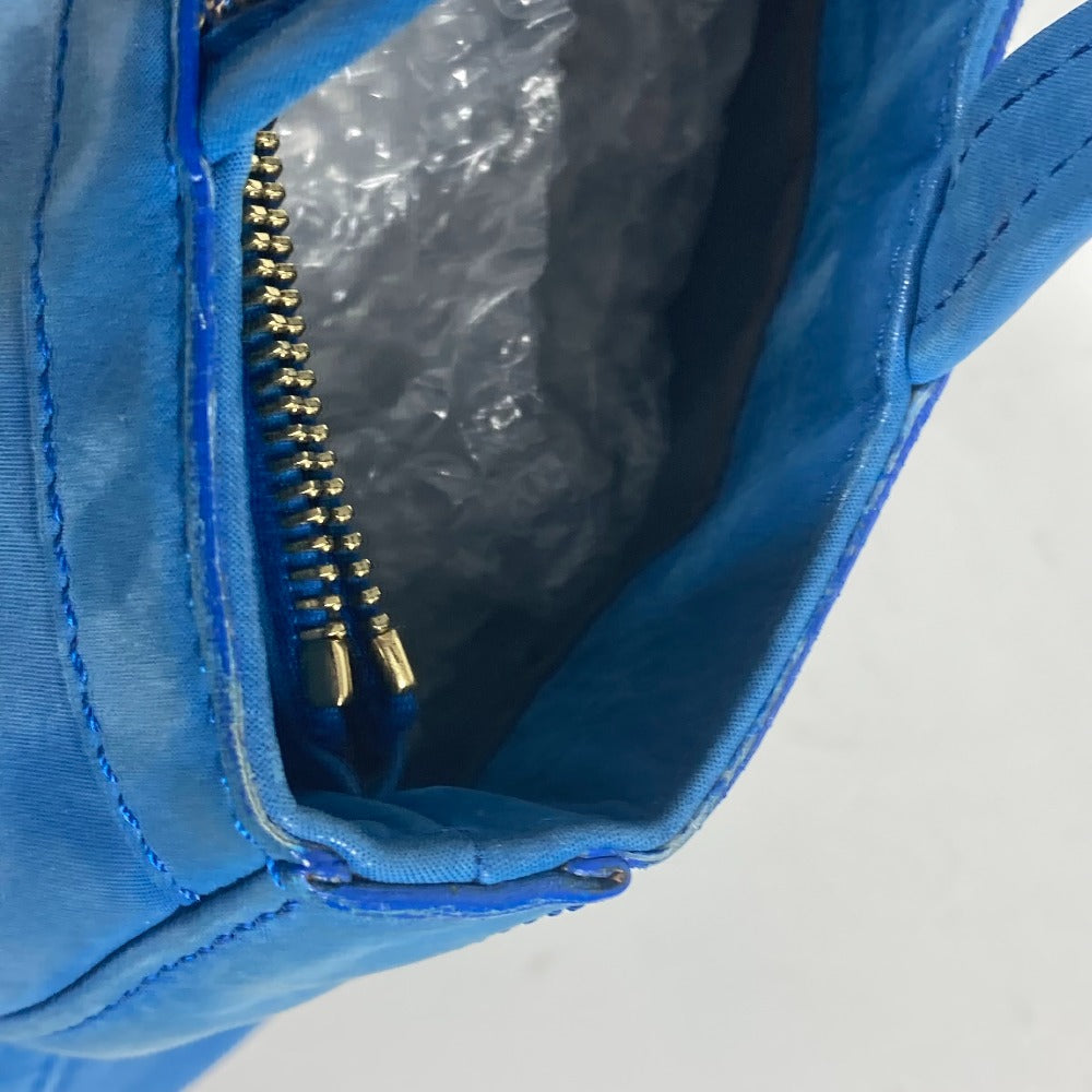 FENDI Shoulder Bag leather blue FF logo Chain