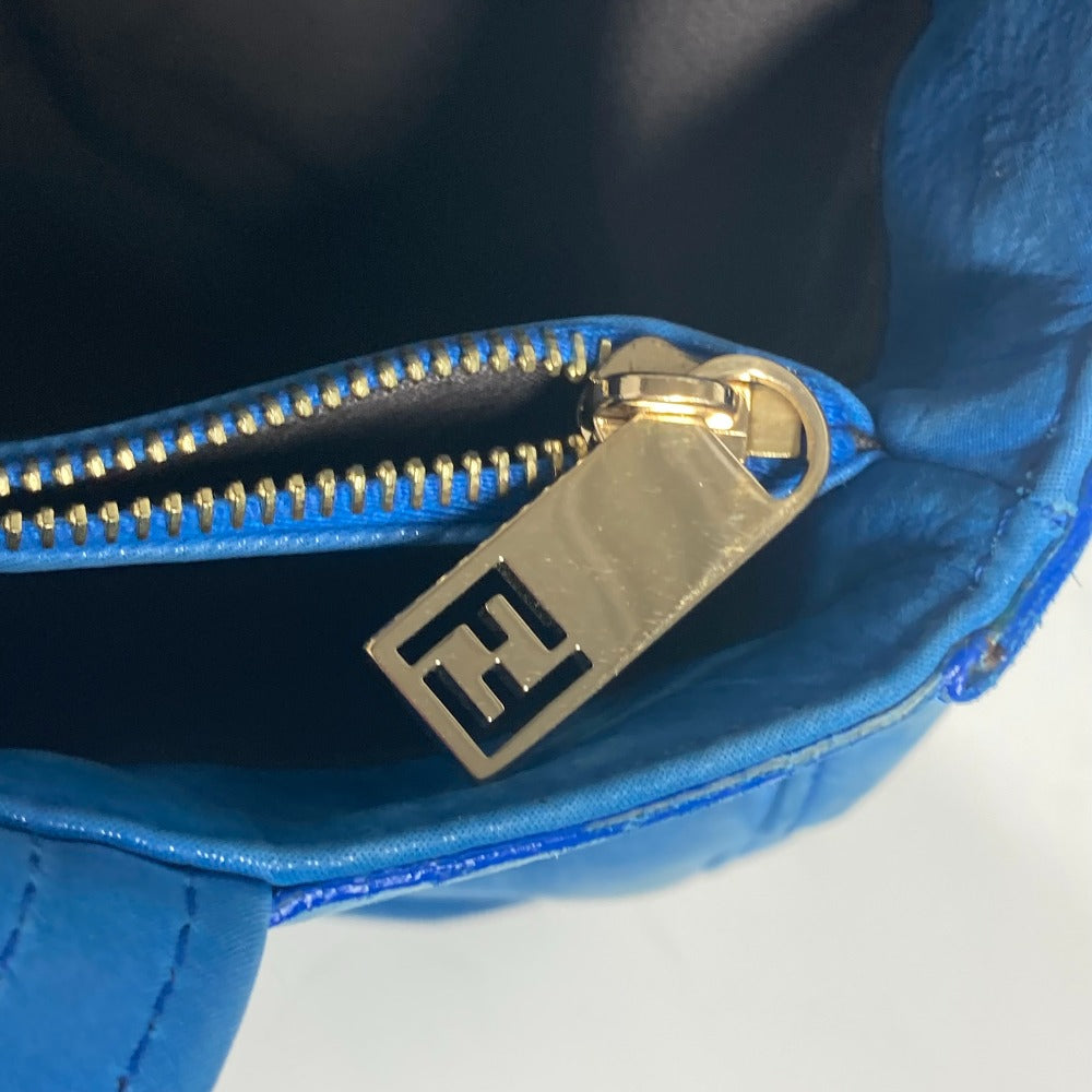 FENDI Shoulder Bag leather blue FF logo Chain