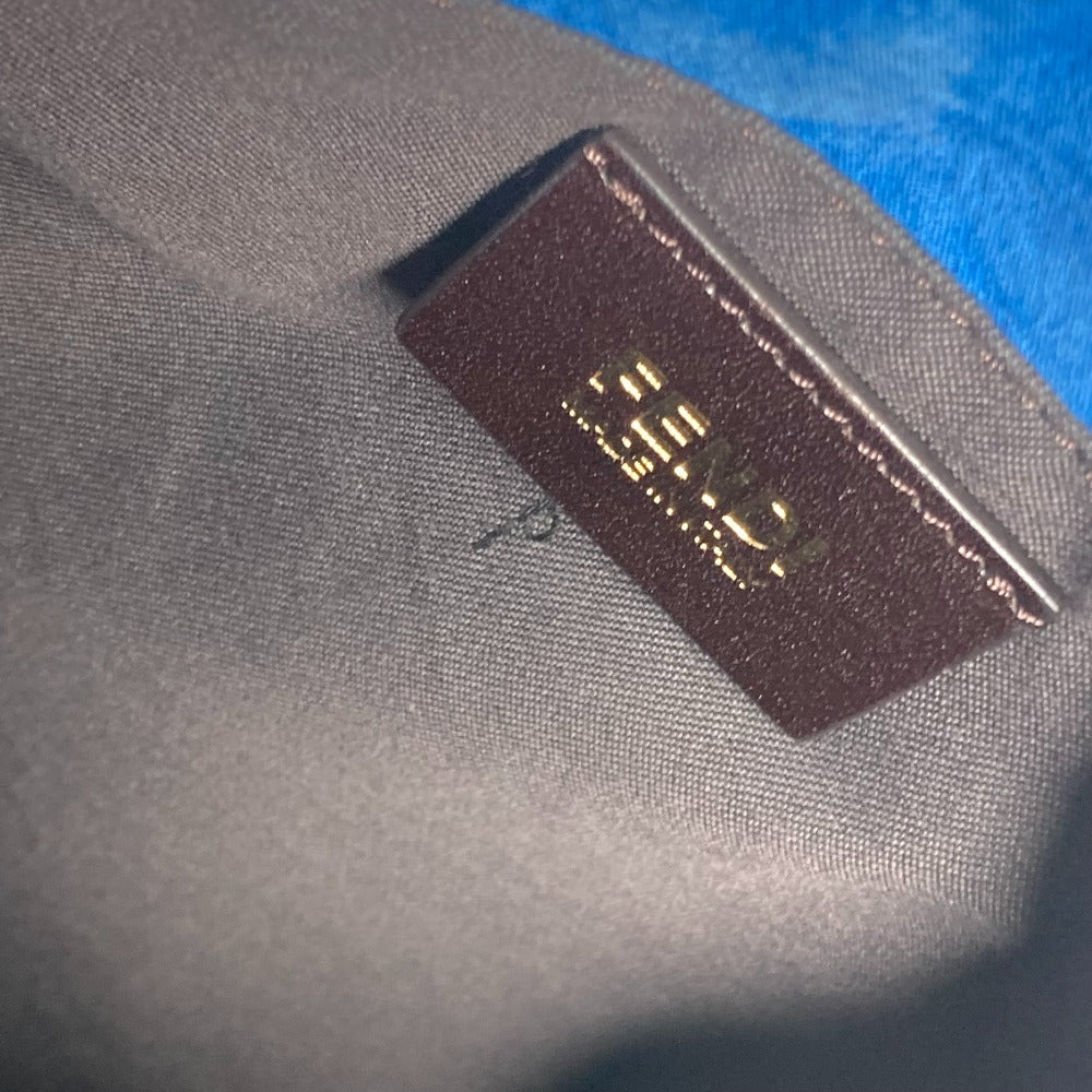 FENDI Shoulder Bag leather blue FF logo Chain