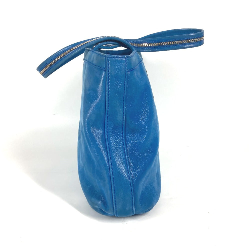 FENDI Shoulder Bag leather blue FF logo Chain