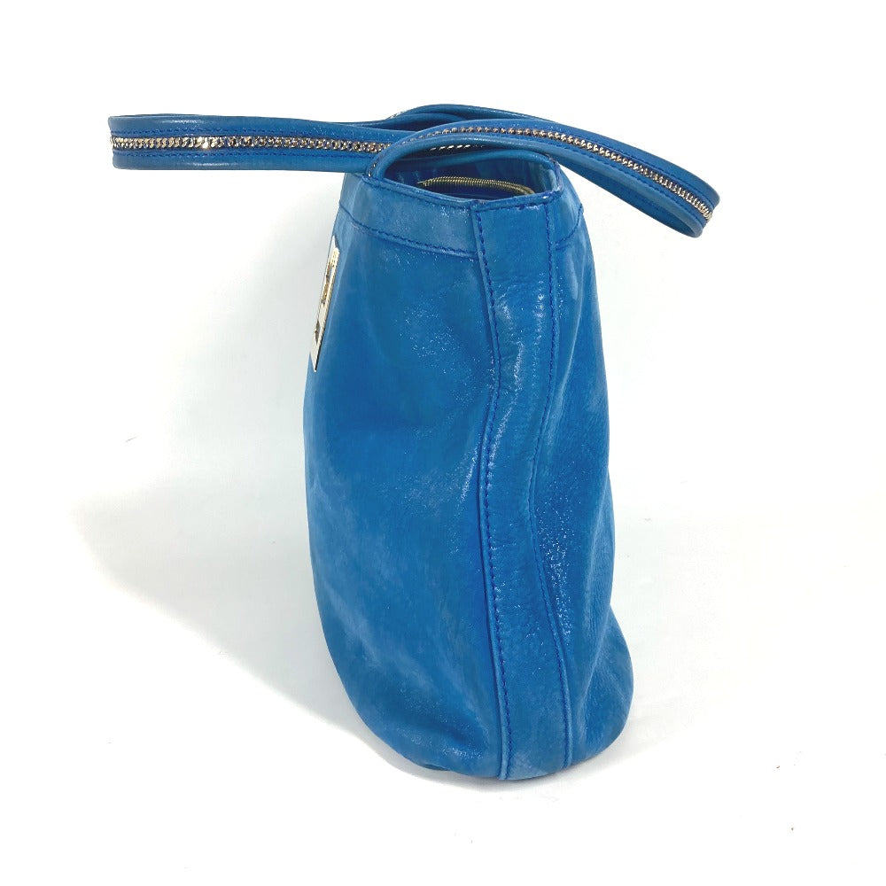 FENDI Shoulder Bag leather blue FF logo Chain