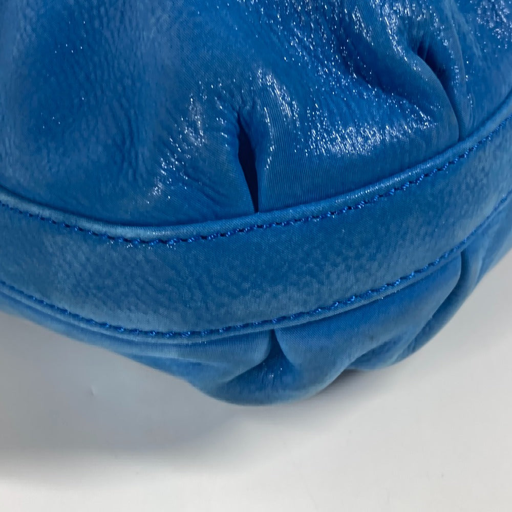 FENDI Shoulder Bag leather blue FF logo Chain