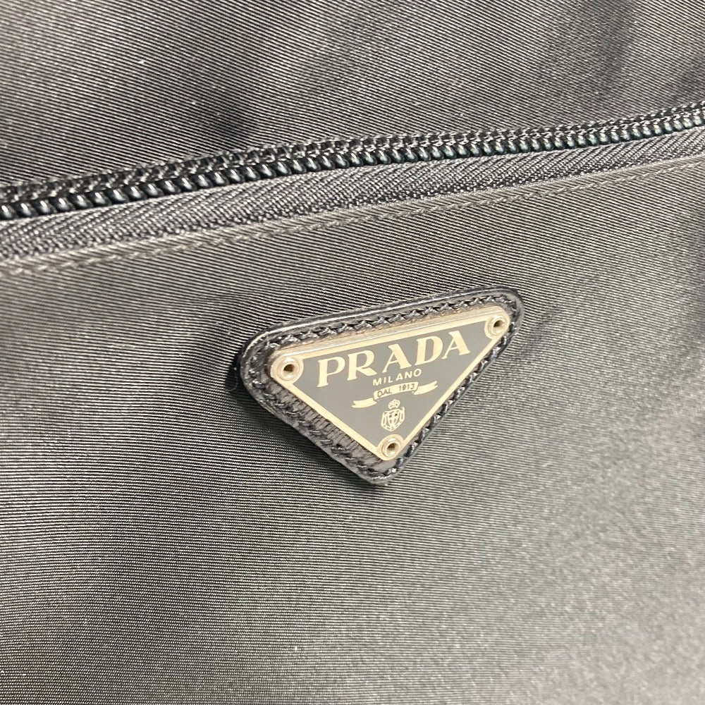 PRADA Handbag Nylon black Triangle logo plate