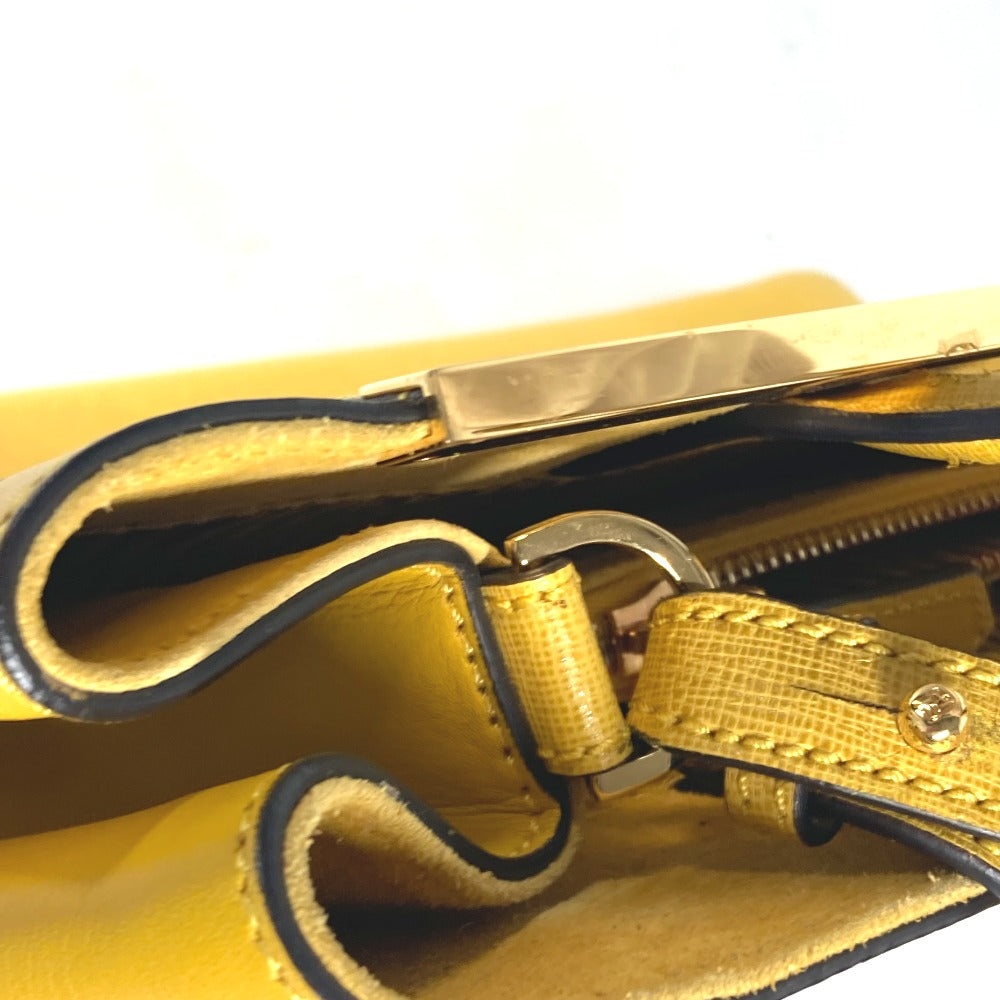 FENDI Handbag 8BH250 leather yellow Shoulder Bag Shoulder Bag Tote Bag To joule