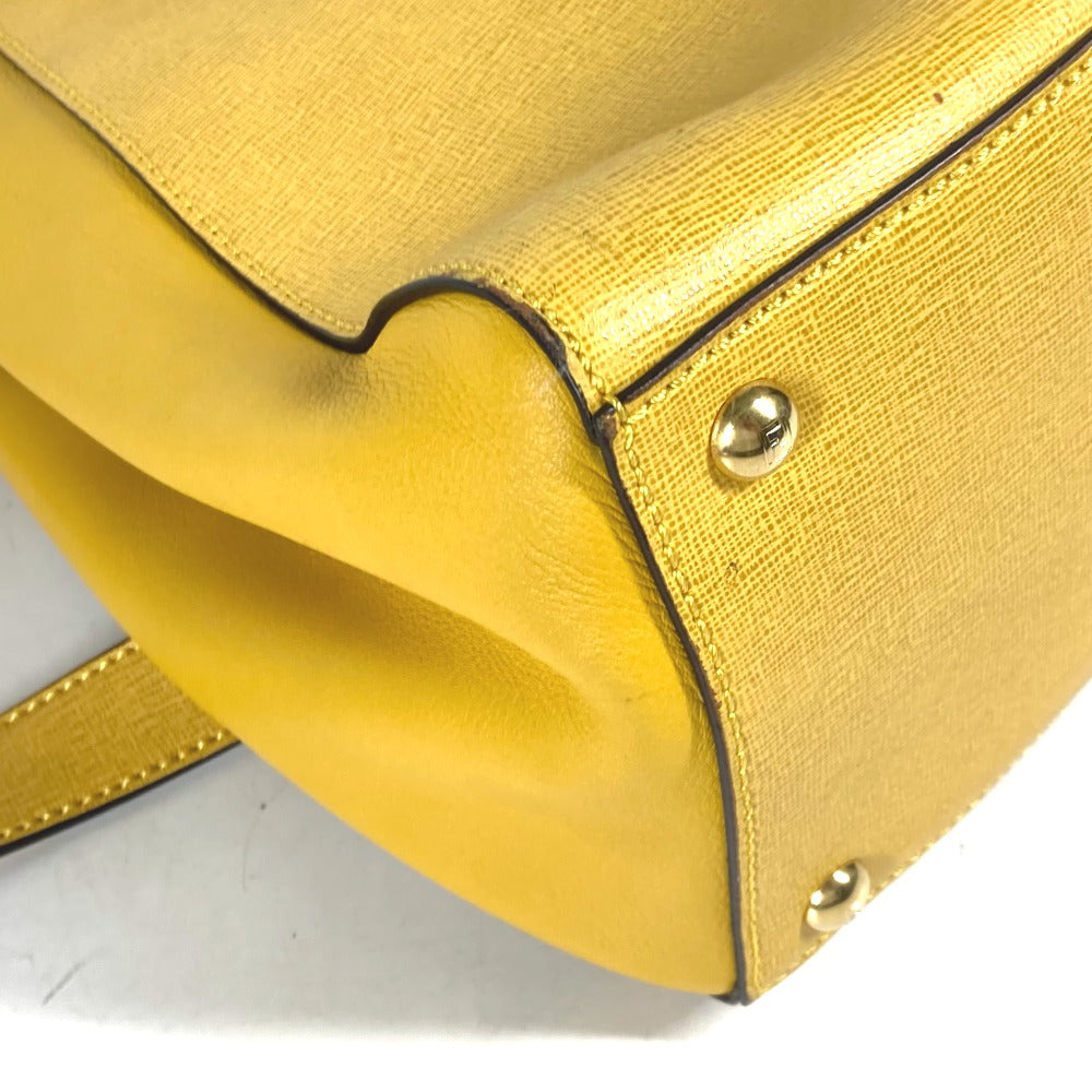 FENDI Handbag 8BH250 leather yellow Shoulder Bag Shoulder Bag Tote Bag To joule