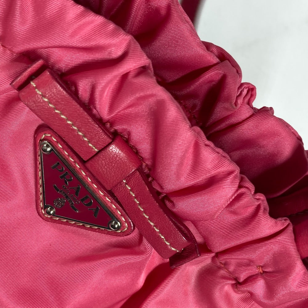 PRADA Handbag Nylon pink Shoulder Bag Bag logo ribbon