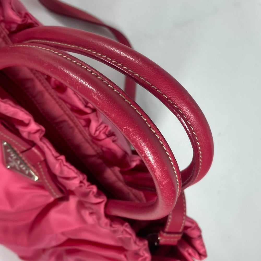 PRADA Handbag Nylon pink Shoulder Bag Bag logo ribbon